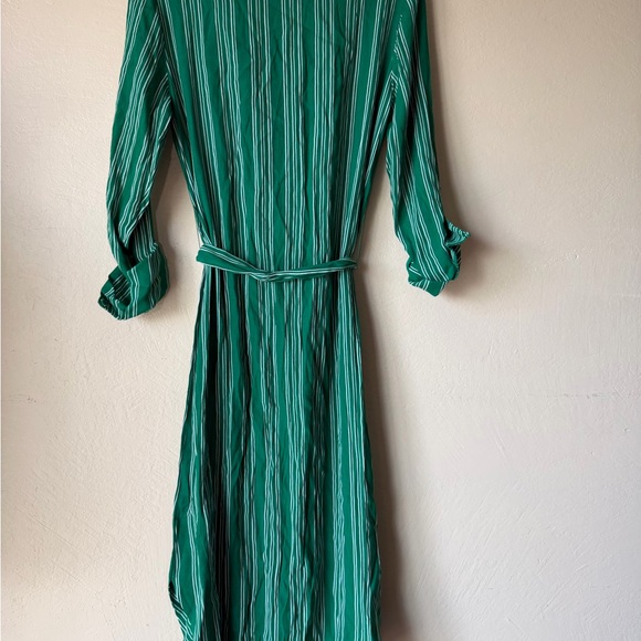 Maeve Anthropologie shirt dress green stripe button down belted size 2 nwt - Picture 7 of 7